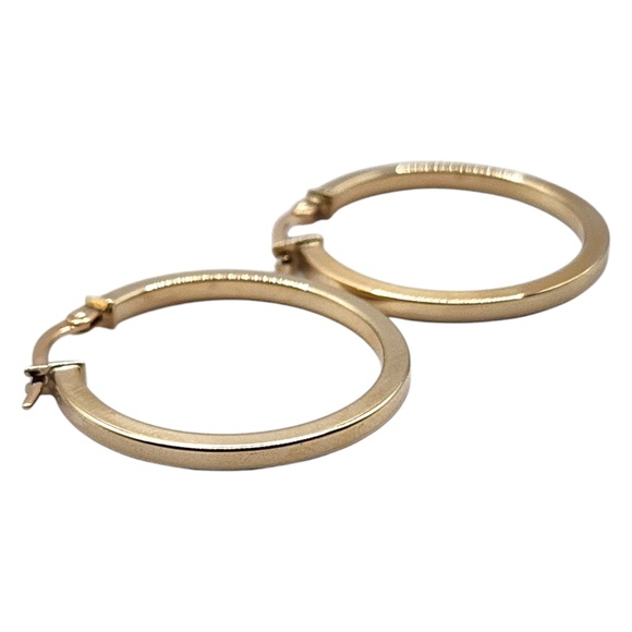 14 Karat Yellow Gold Sqaure Tubing Circle Hoop Earrings #20460 - Picture 4 of 7